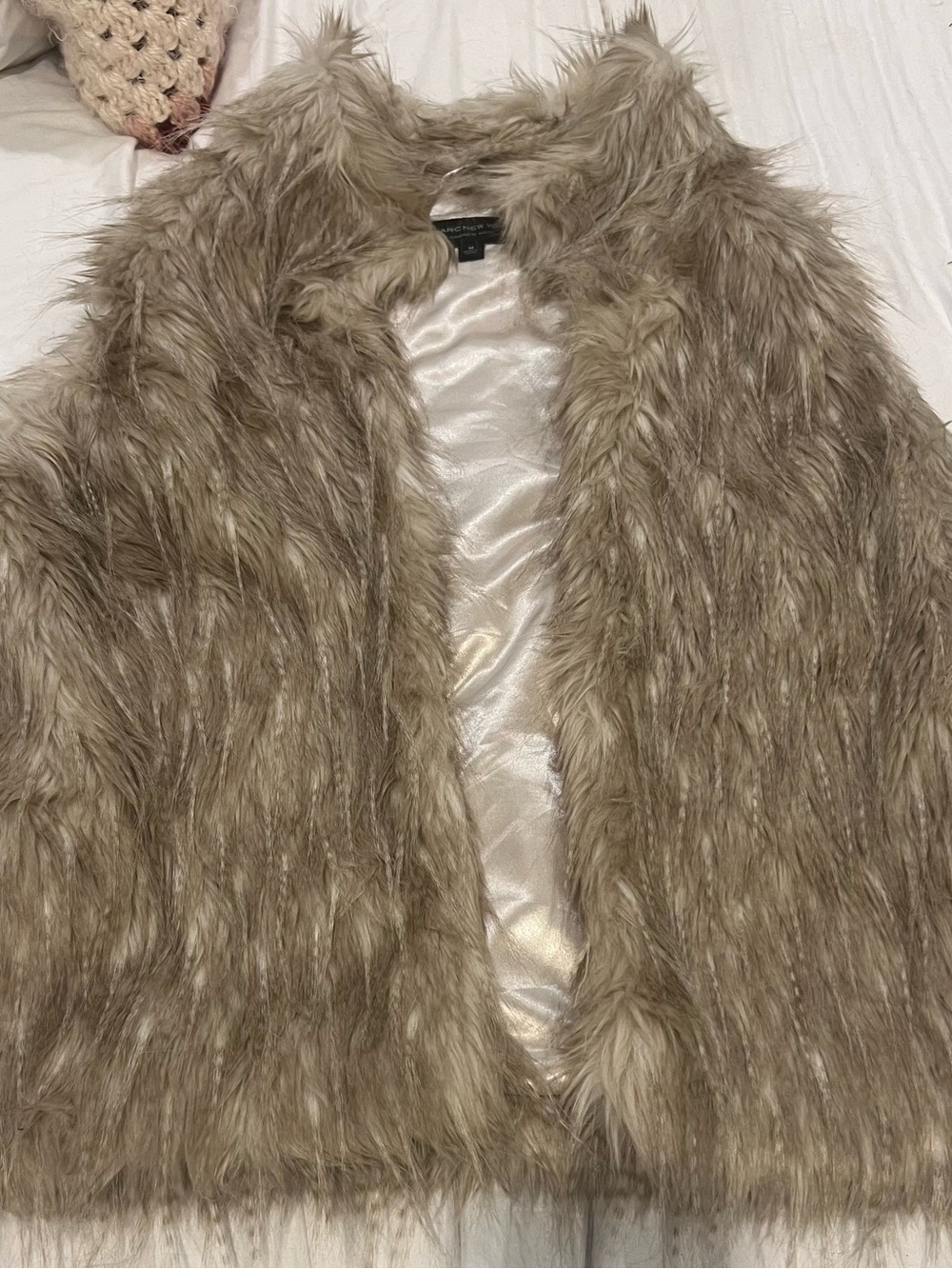 MARC New York Faux Fur Vest in Taupe l Medium
